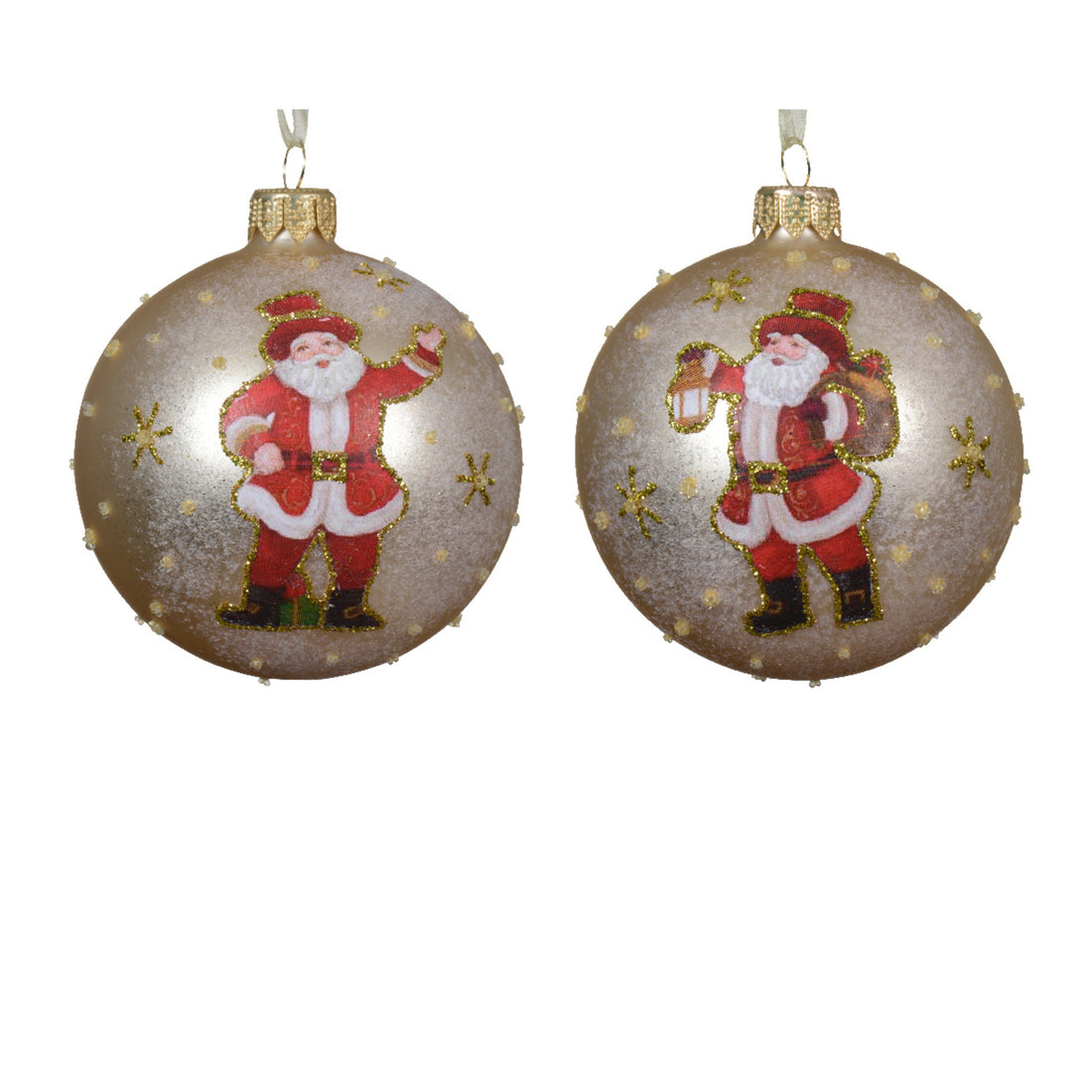 Santa Design Glass Bauble