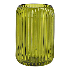 Green Ribbed Candle Holder