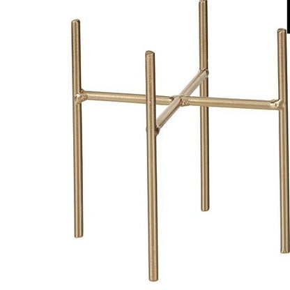 Metal Plant Pot Stand in Gold 14x13.5cm