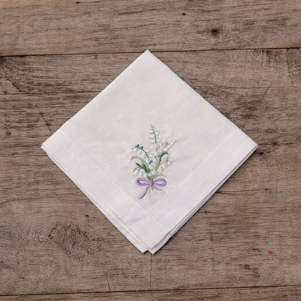 Lily Of The Valley Cotton Hankie - Purple Tie