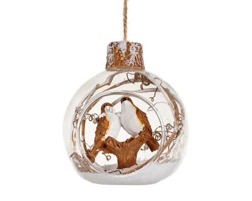 Glass Snow Bird Baubles