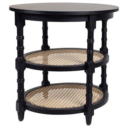 Toulon Black &amp; Rattan Side Table 60x60x60cm