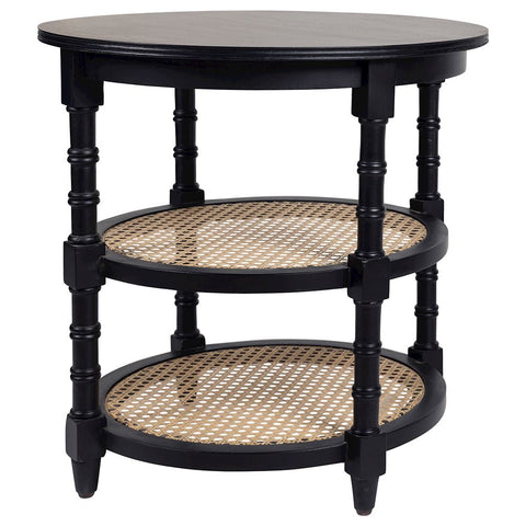 Toulon Black & Rattan Side Table 60x60x60cm