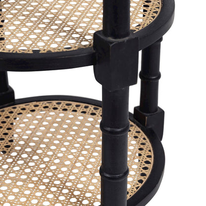 Toulon Black &amp; Rattan Side Table 45x45x72cm