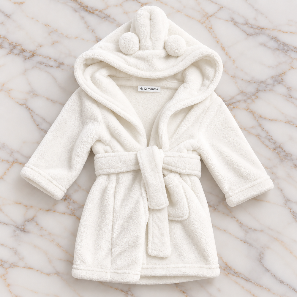 Soft Baby Dressing Gown - White