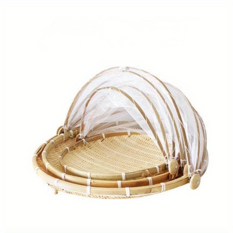 Round White Bamboo Foodcover
