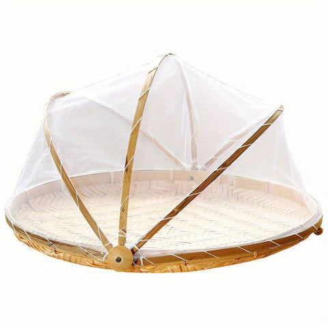 Round White Bamboo Foodcover