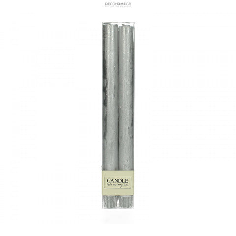 Silver Dinner Candles - Box of 4