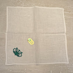 Irish Linen l Hanky With Green Embroidered Claddagh