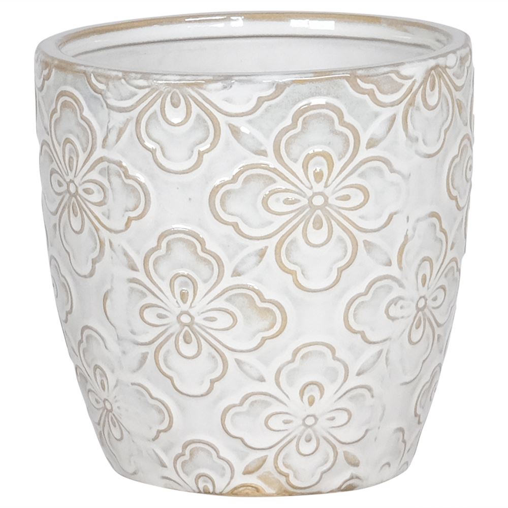 White Wash Ceramic Plant Pot