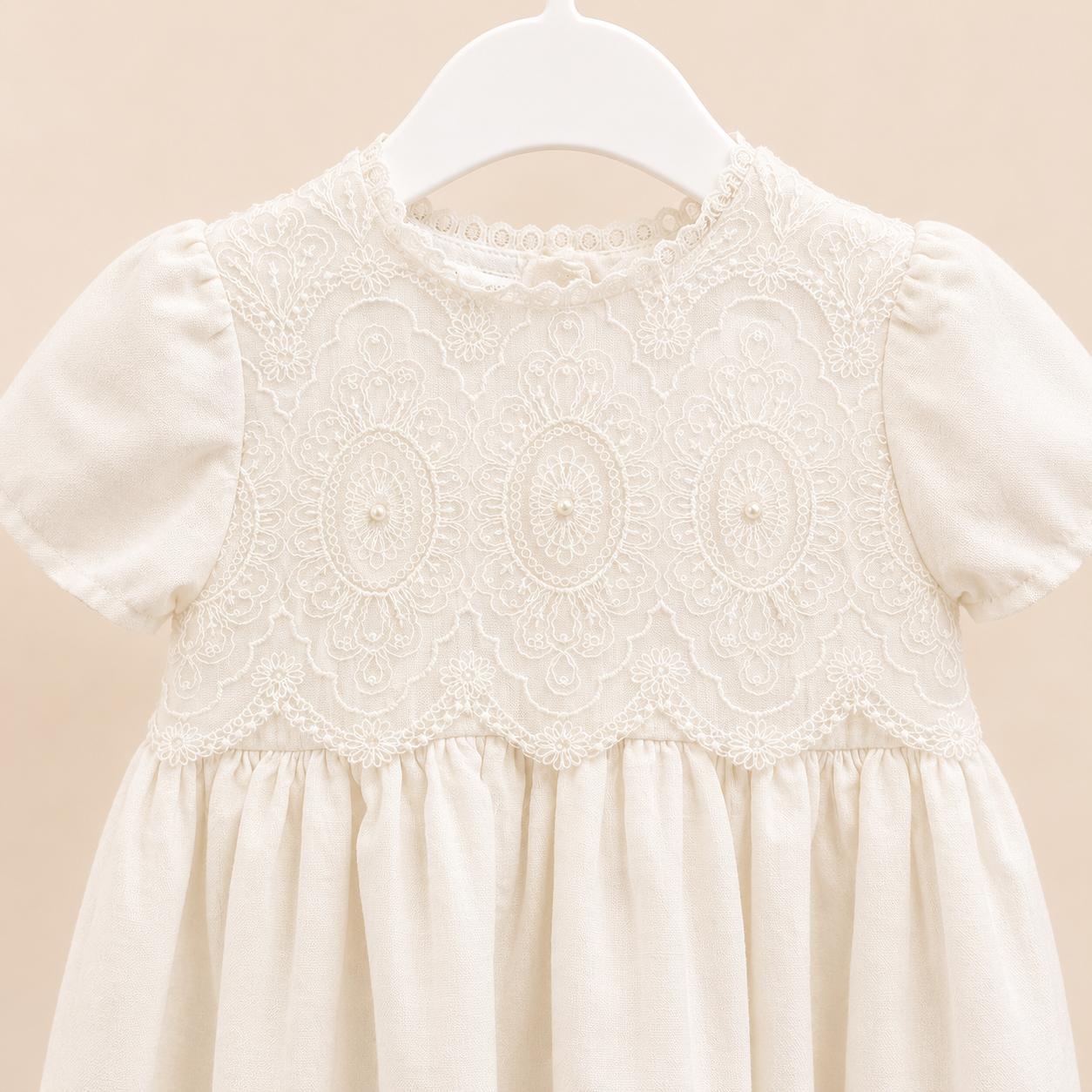 Voile Embroidered Irish Made Christening Gown