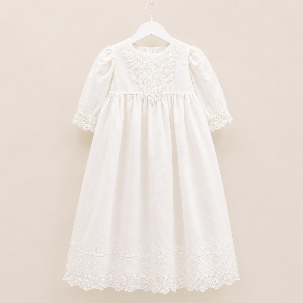 Embroidered Lace Irish Made Christening Gown
