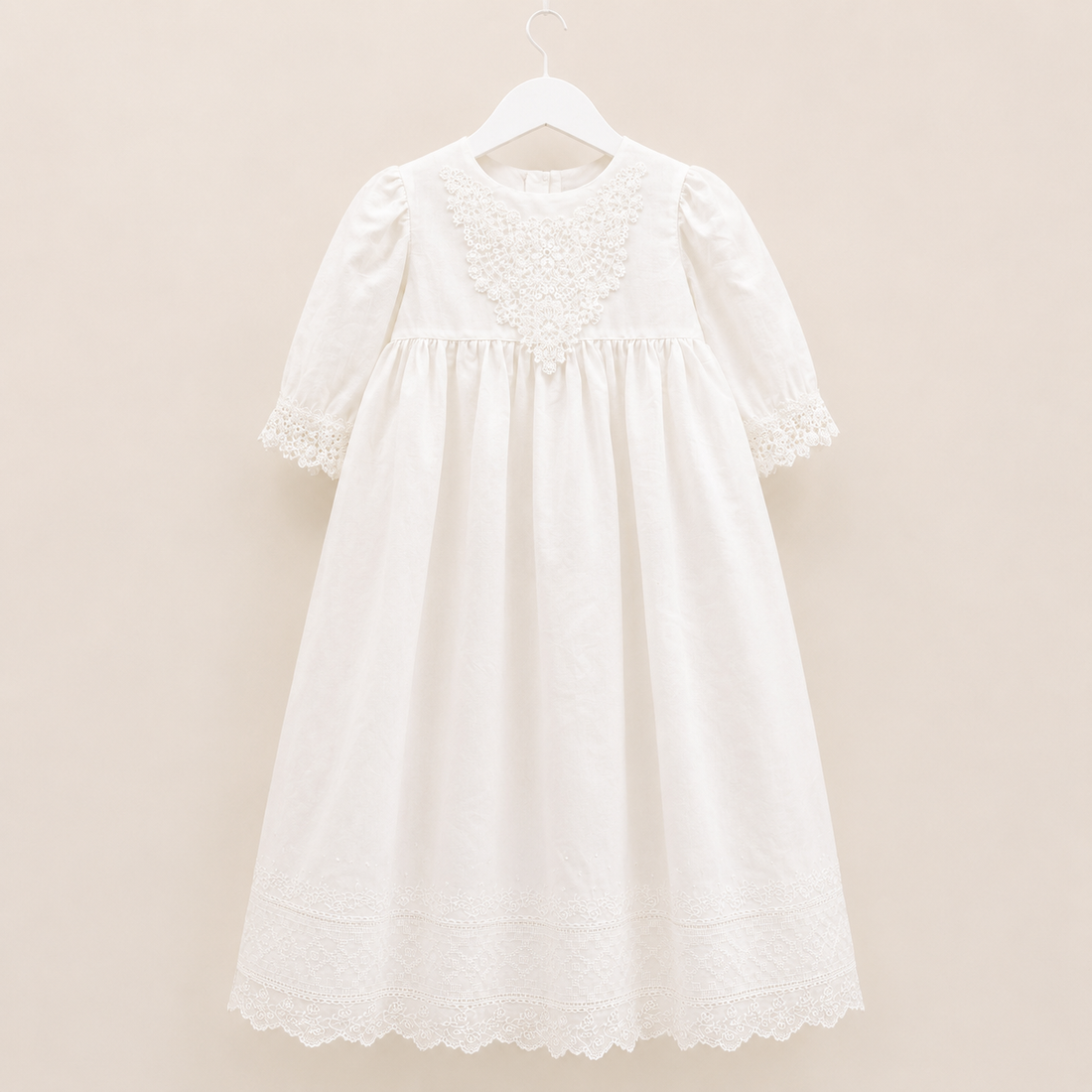 Embroidered Lace Irish Made Christening Gown