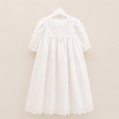 Embroidered Lace Irish Made Christening Gown