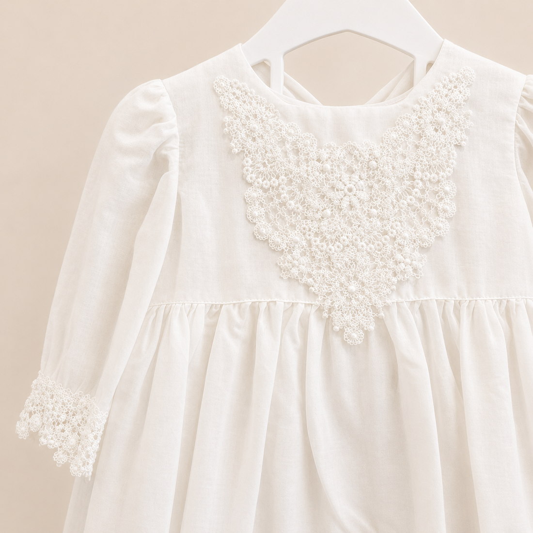 Embroidered Lace Irish Made Christening Gown