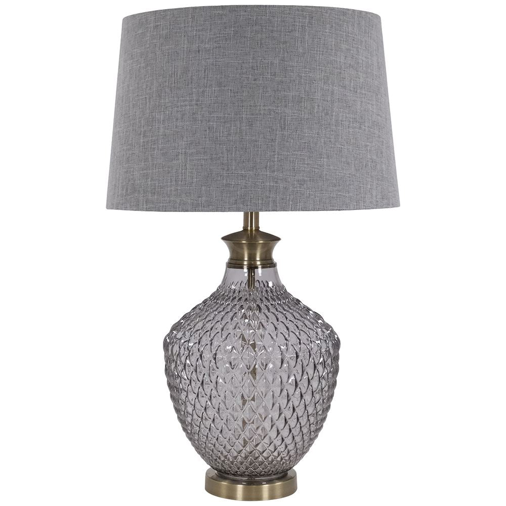 Diamond Textured Glass Lamp with Grey Shade