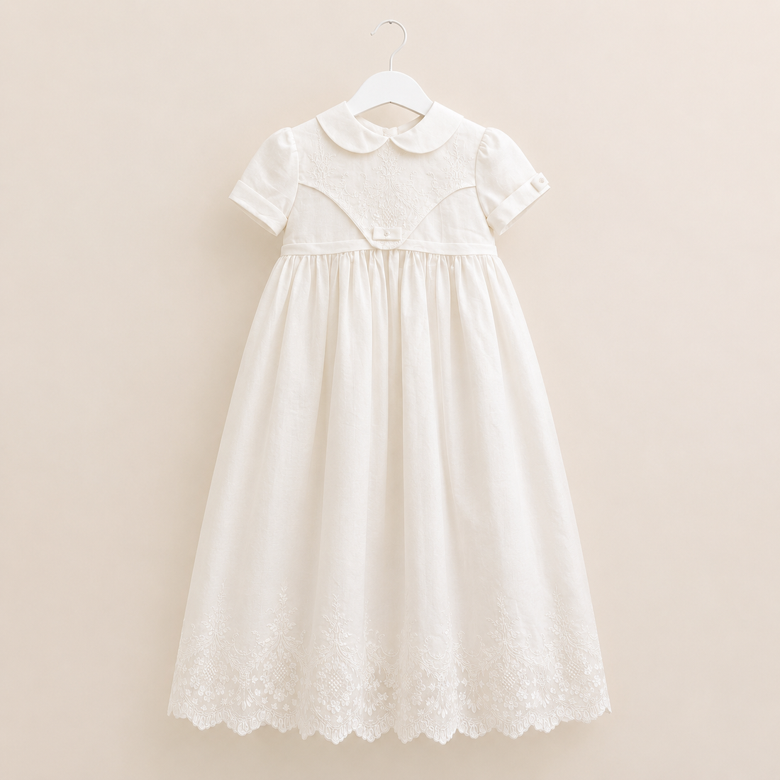 Embroidered Front Irish Made Christening Gown