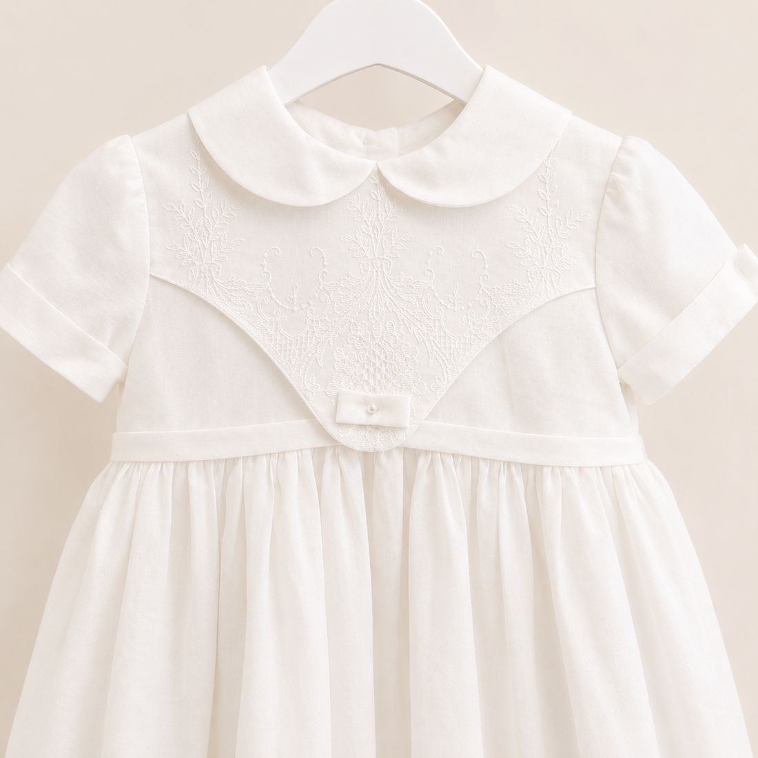 Embroidered Front Irish Made Christening Gown