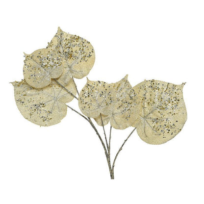 Glitter Gold Leaf On Stem 68cm