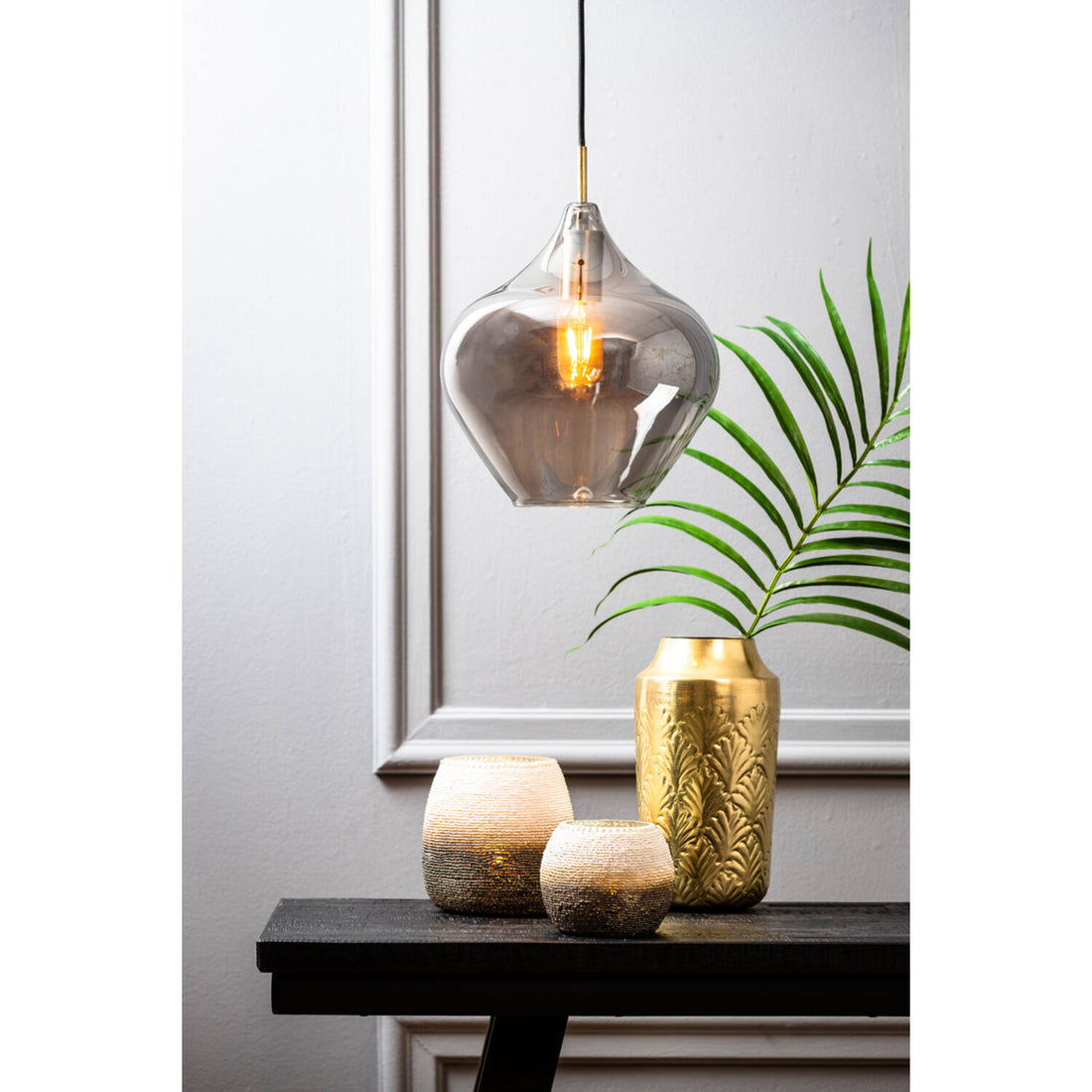 Rakil Smoked Glass Hanging Lamp