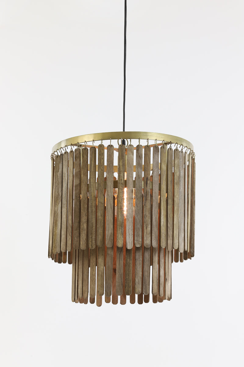 Guarmo Wood &amp; Gold Hanging Lamp