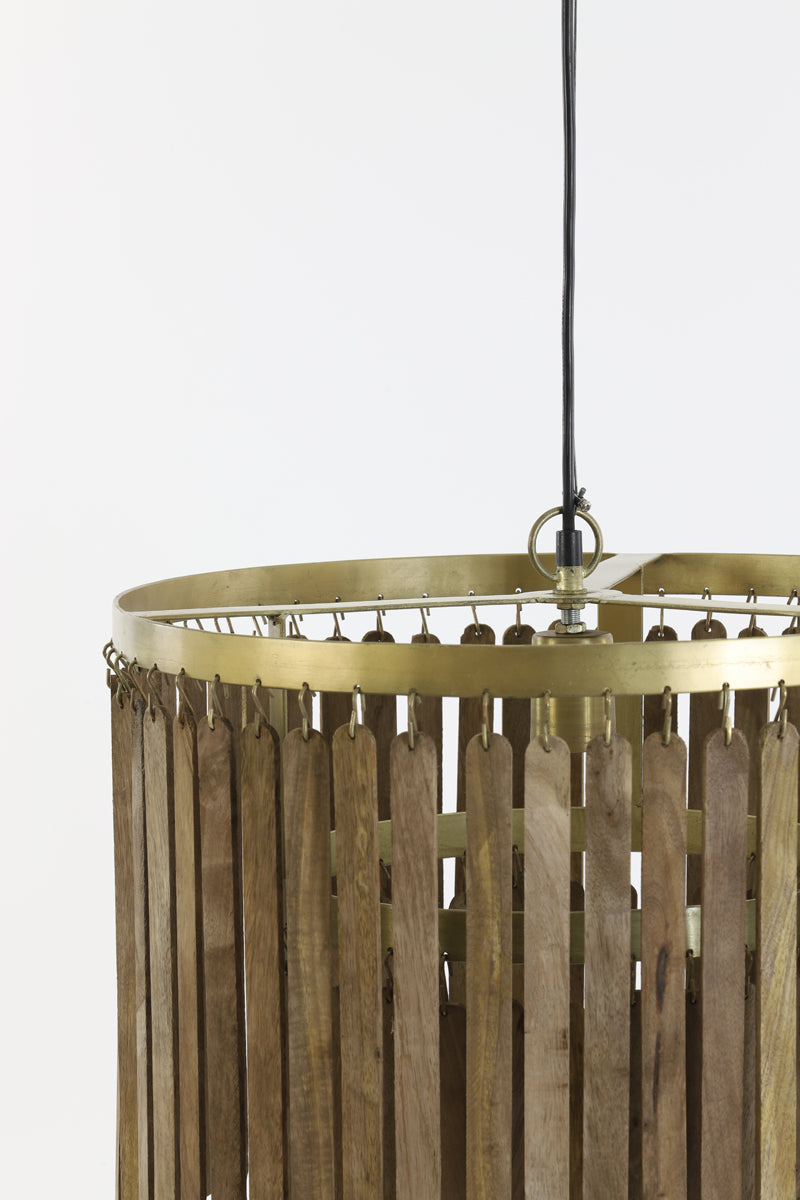 Guarmo Wood &amp; Gold Hanging Lamp