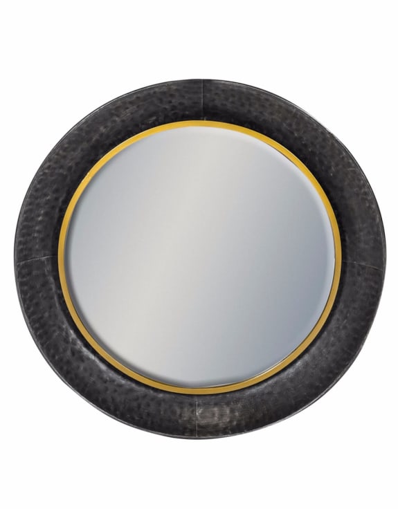 Round Black and Gold Wall Mirror