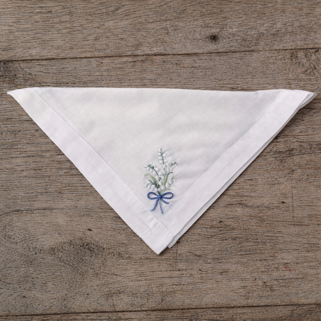 Lily Of The Valley Cotton Hankie - Blue Tie