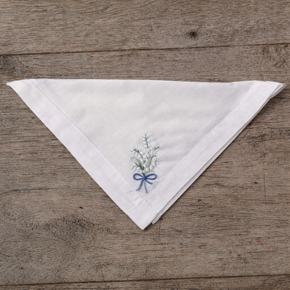 Lily Of The Valley Cotton Hankie - Blue Tie