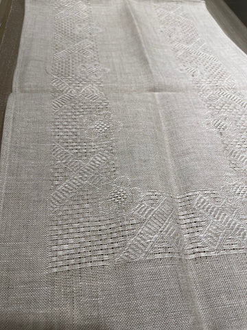 Etamine Fine Irish Damask Natural Linen Runner