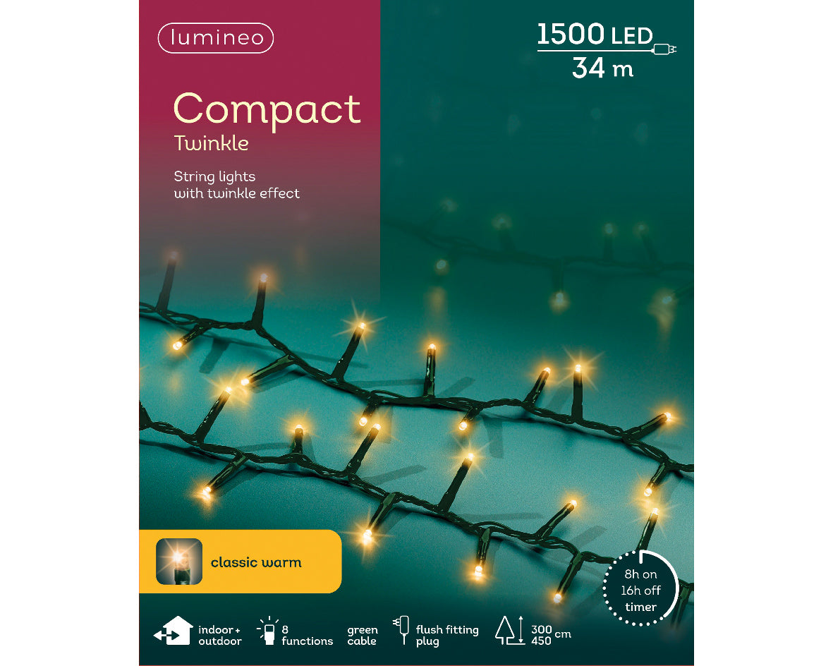 Compact Twinkle Lights - 1500 LED - Classic Warm