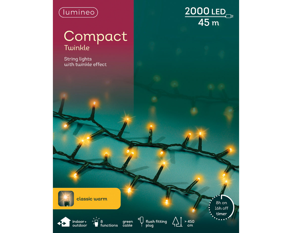 Compact Twinkle Lights - 2000 LED - Classic Warm