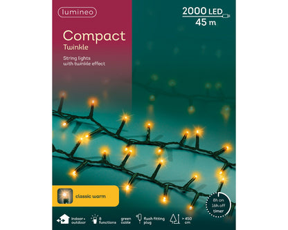 Compact Twinkle Lights - 2000 LED - Classic Warm