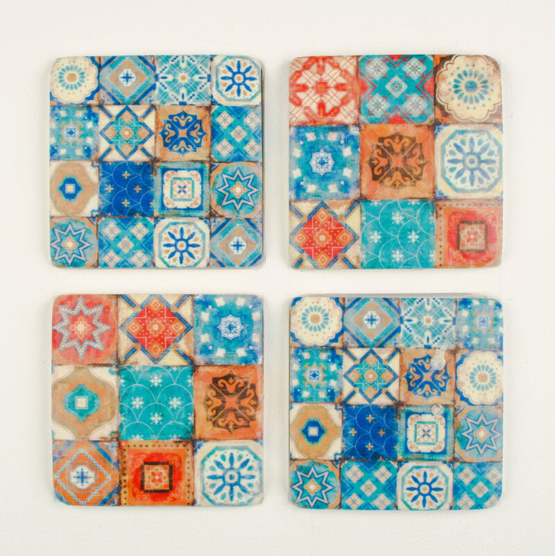 Patterned Tiles Coasters S/4