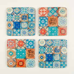 Patterned Tiles Coasters S/4