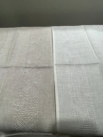 Etamine Fine Irish Damask Natural Linen Runner