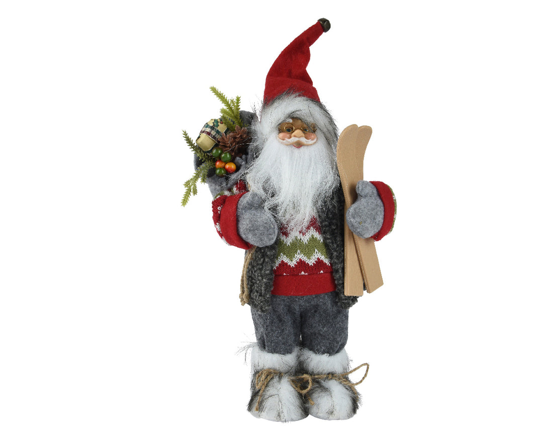 Red Standing Santa With Ski Board