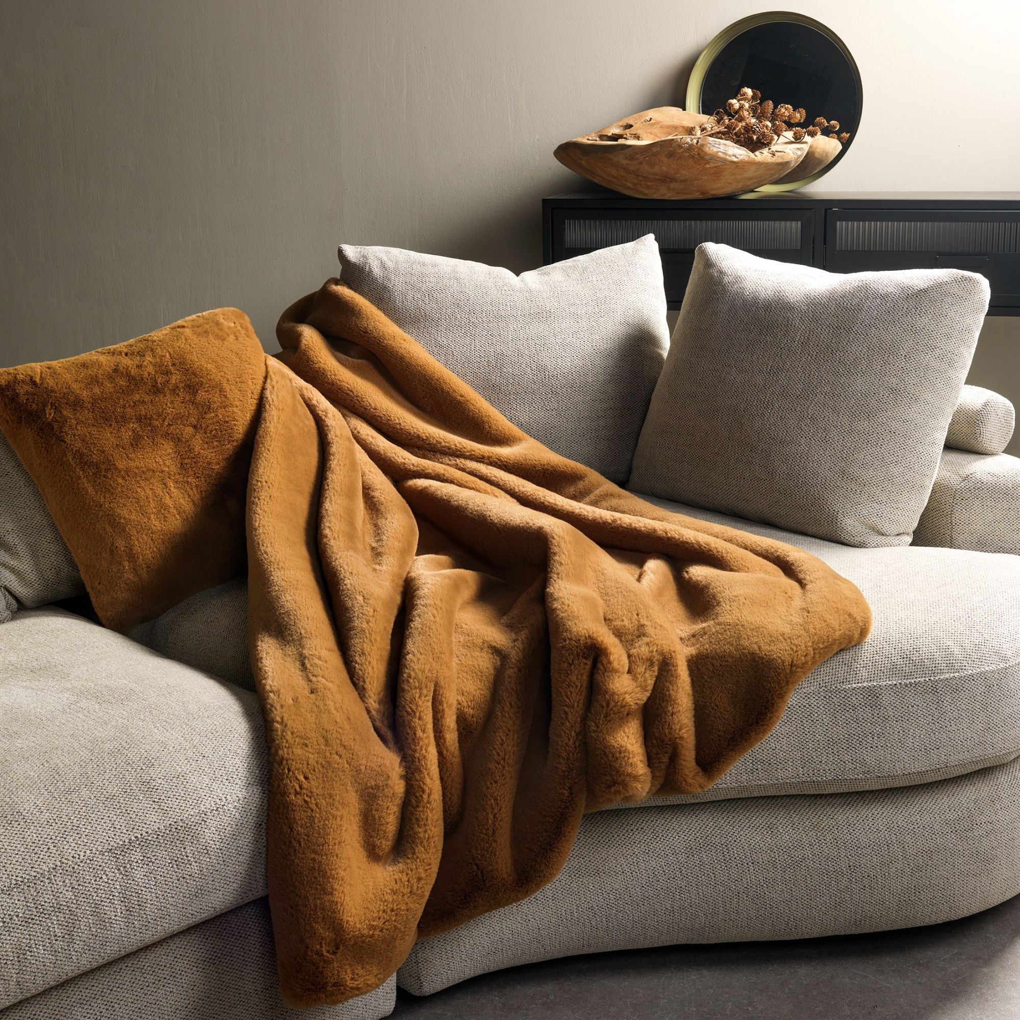 Luxury Tobacco Brown Throw