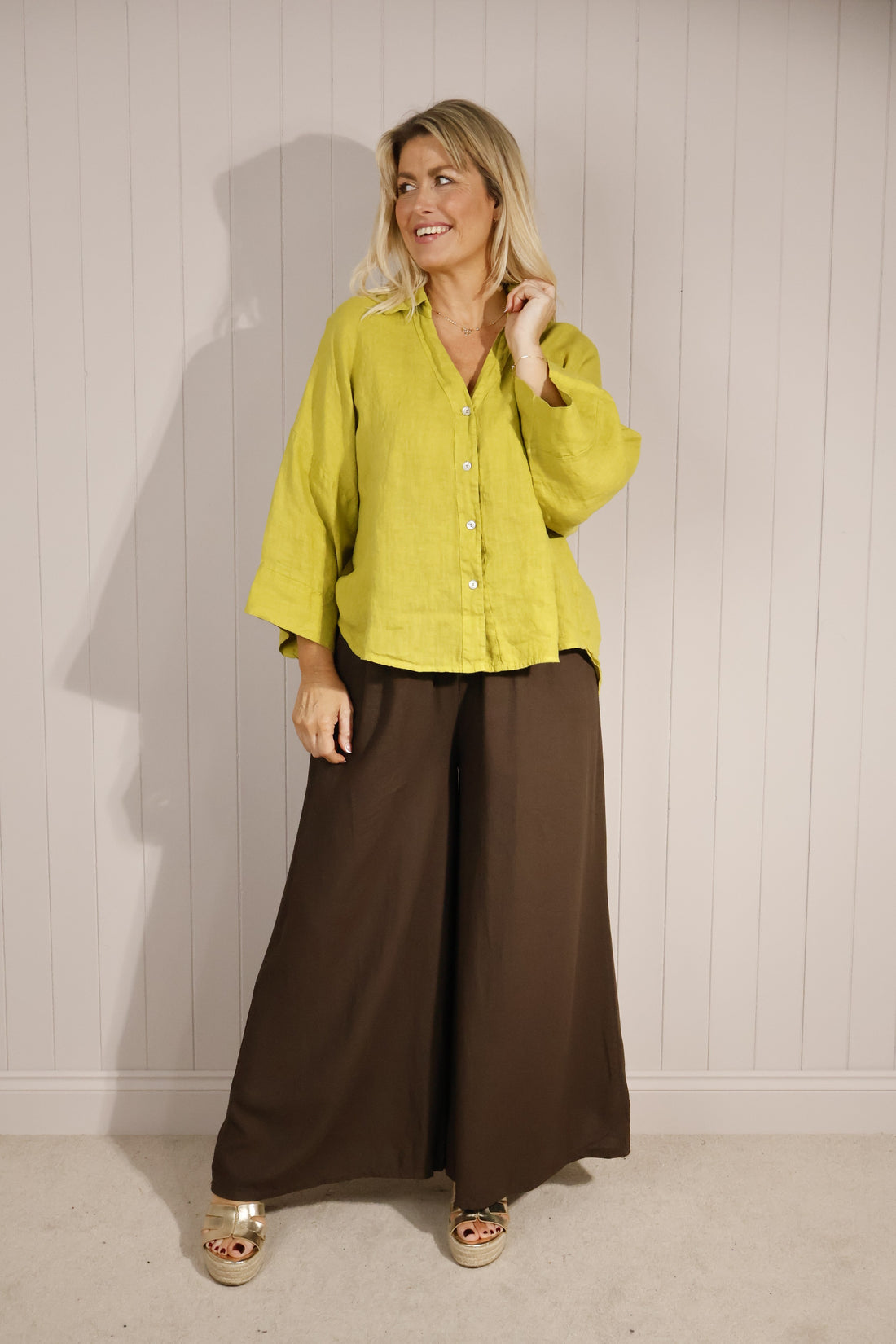 100% Linen Lime Shirt