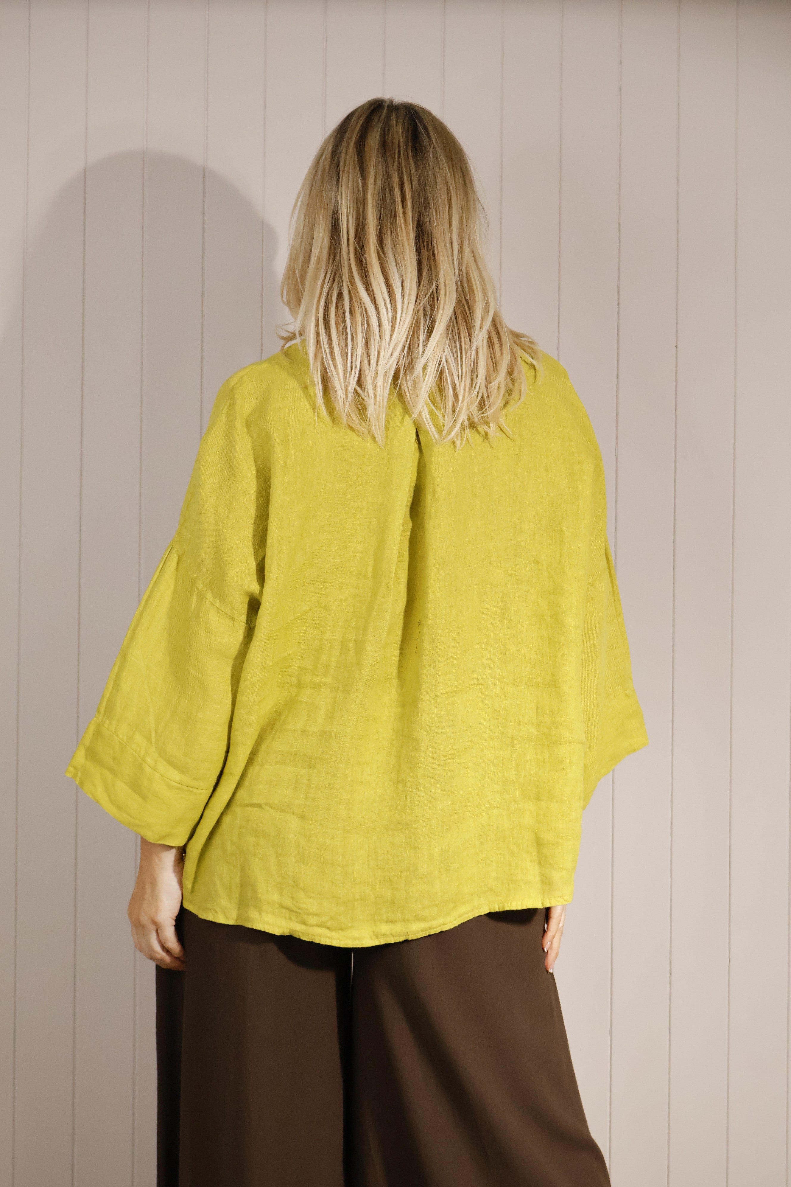 100% Linen Lime Shirt