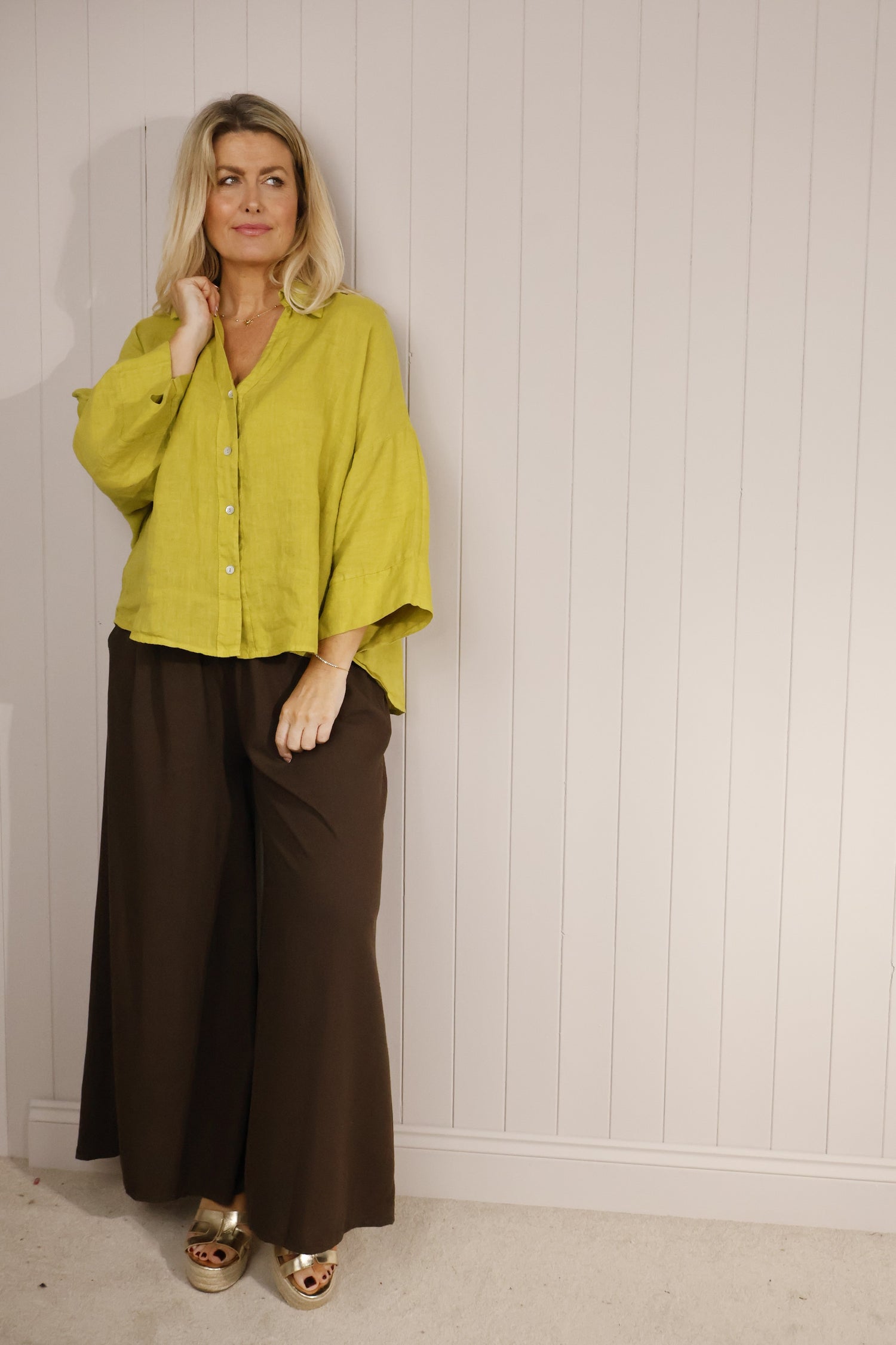 100% Linen Lime Shirt