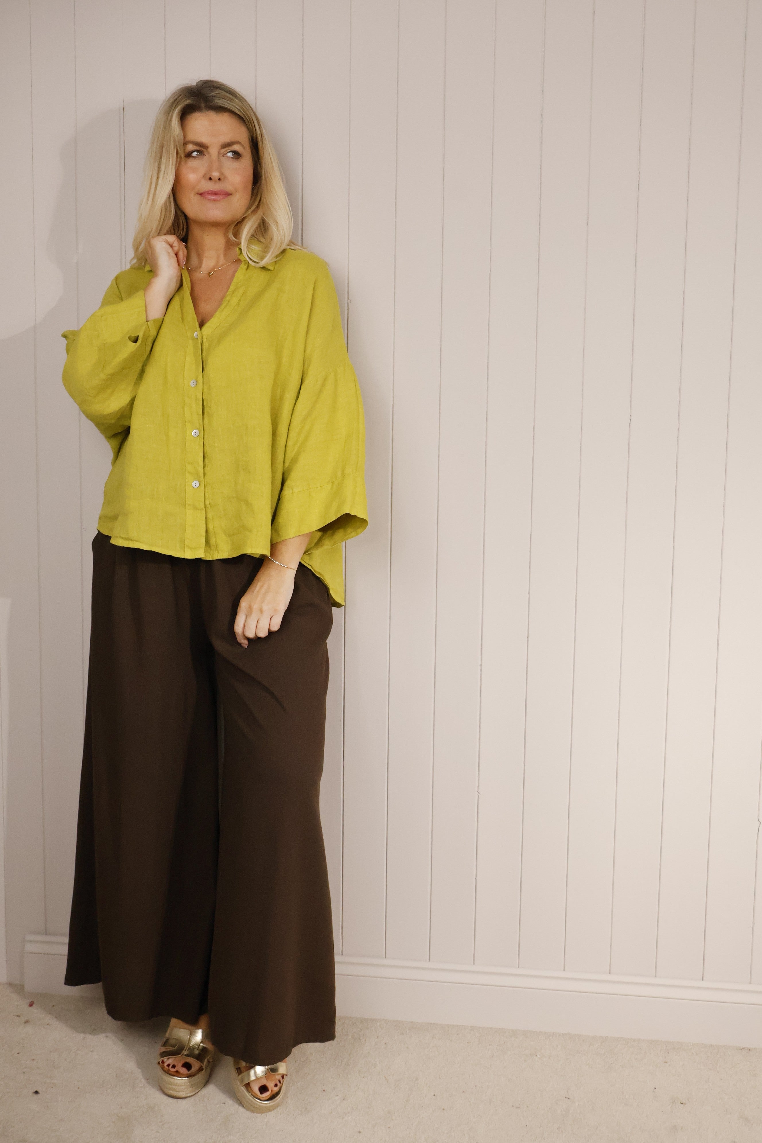 100% Linen Lime Shirt