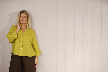 100% Linen Lime Shirt