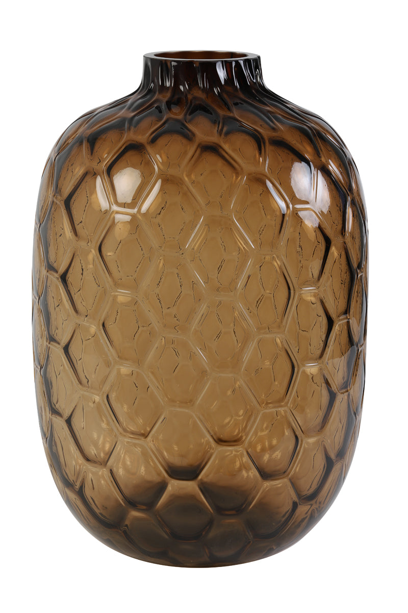 Brown Honeycomb Glass Vase