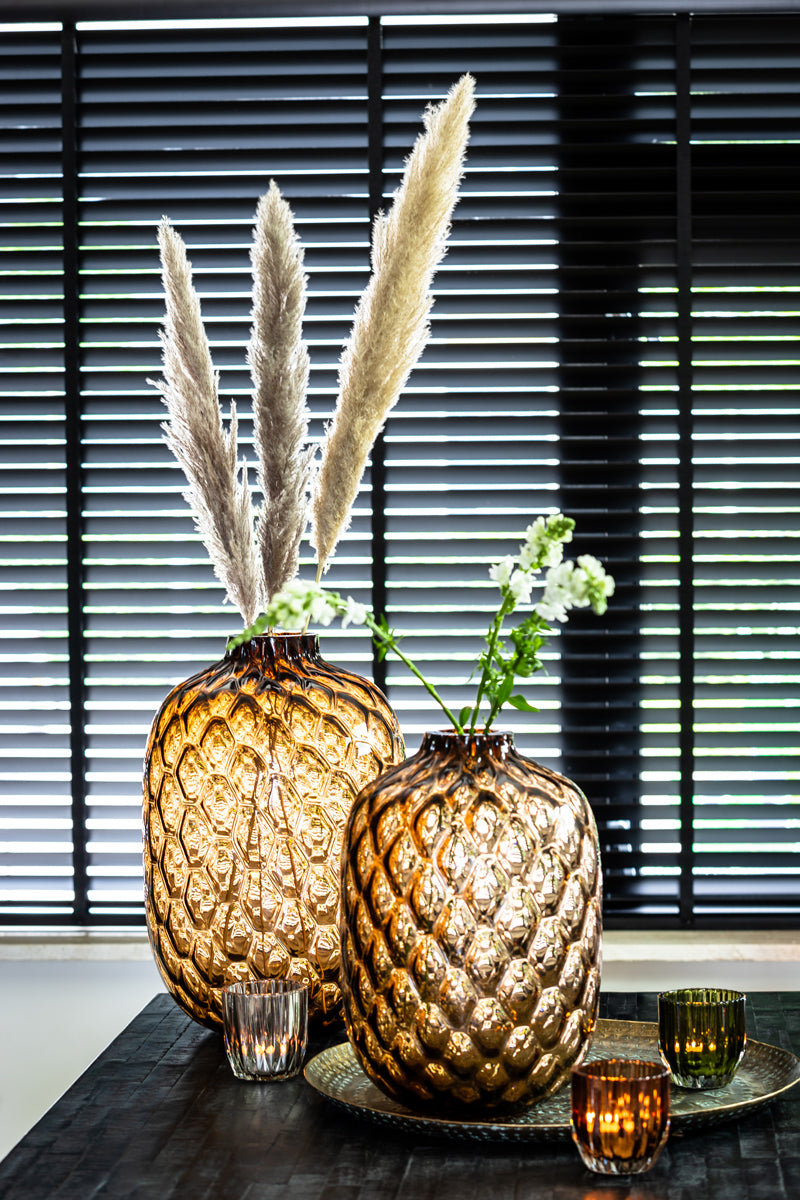 Brown Honeycomb Glass Vase