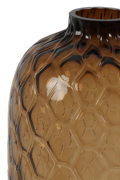 Brown Honeycomb Glass Vase