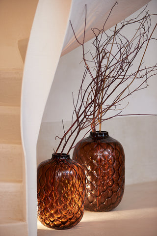 Brown Honeycomb Glass Vase