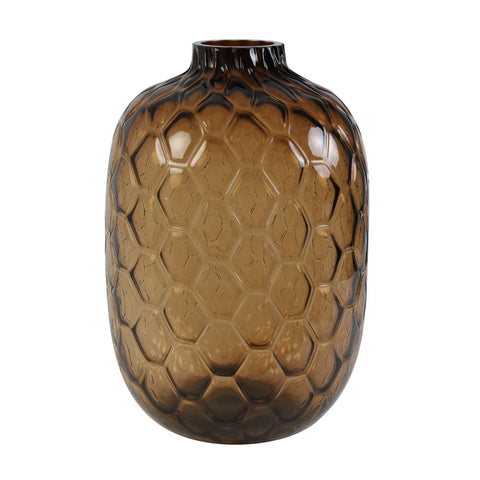 Brown Honeycomb Glass Vase