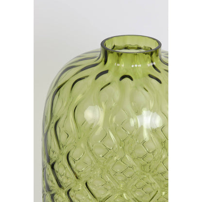 Olive Green Honeycomb Glass Vase