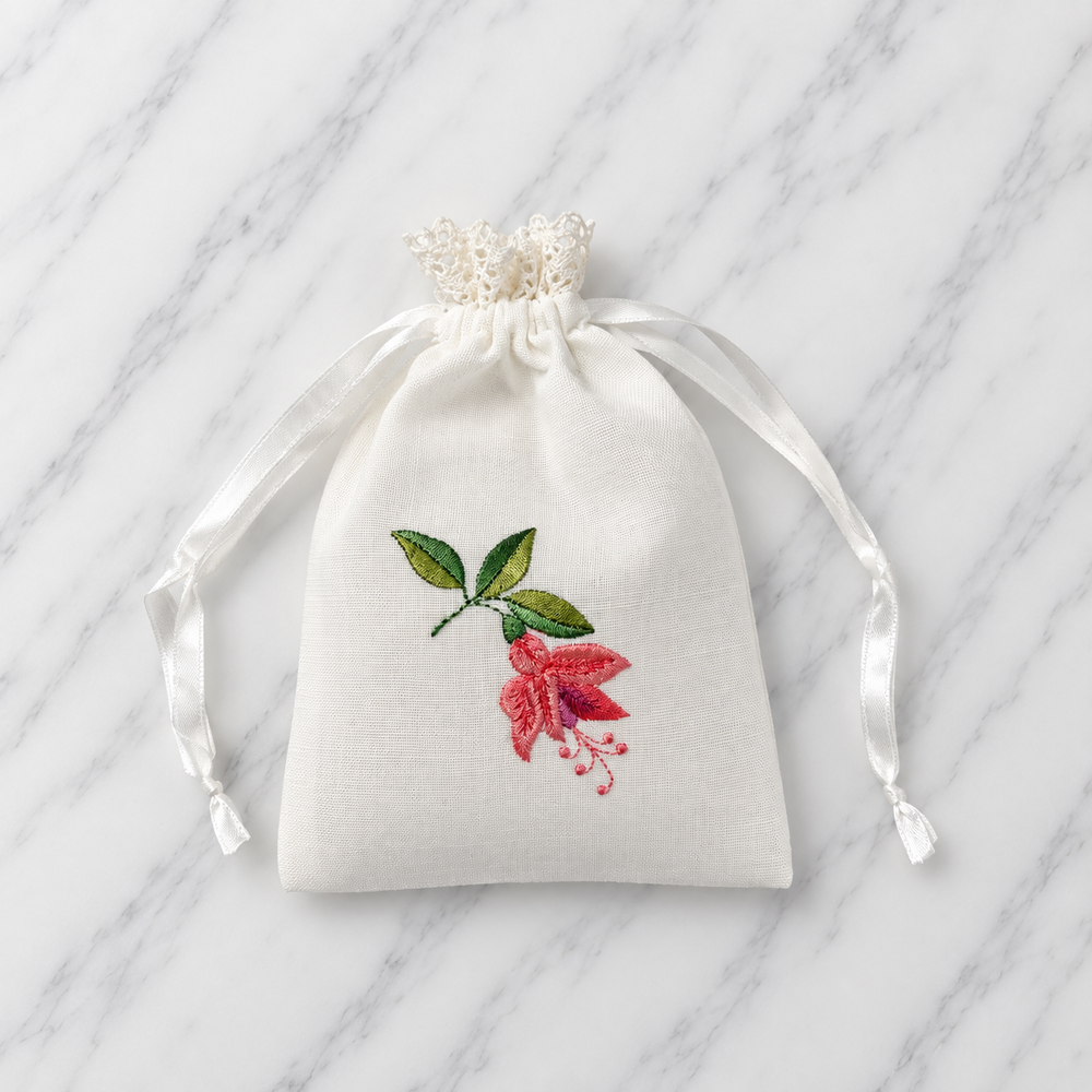 Lavender Filled Embroidered Scented Sachet With Fuschia Design